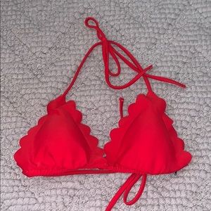 Red Scalloped Bikini Top